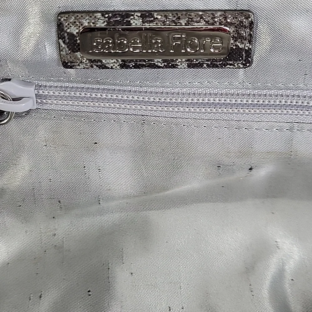 Isabella Fiore Metallic Snakeskin Pattern Clutch with Chain Strap